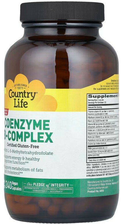 Картинки Country Life, Сoenzyme B-complex, комплекс витаминов группы B, 240 капсул