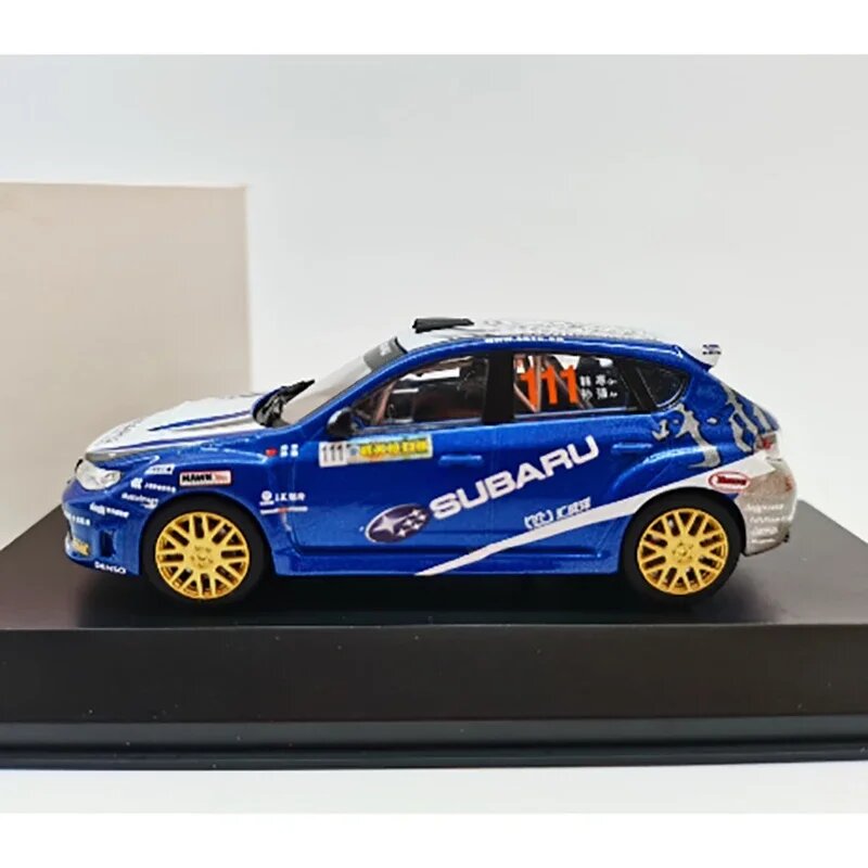 Масштаб 1/43 японский Subaru Impreza Wrx Sti # 111, гоночный спортивный автомобиль, имитационная модель автомобиля для взрослых, чтобы собрать подарки, точечные товары, Темно-синий — фото 1