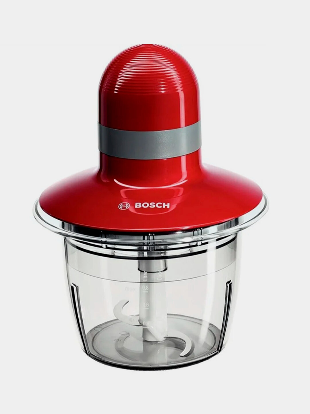 Измельчитель Bosch MMR08R2 Красный Мощность 400 Вт, Емкость чаши 0.8 л, Защита брызг от перегрузки.