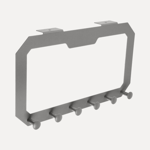 Изображение товара Вешалка тундра TVS002, металлическая, шестирожковая, самоклеящаяся, цвет серый