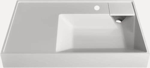 Изображение товара Раковина над стиральной машиной Madera Vega 80 на кронштейне, белая, глянцевая, раковина для ванной из искусственного мрамора, прямоугольная