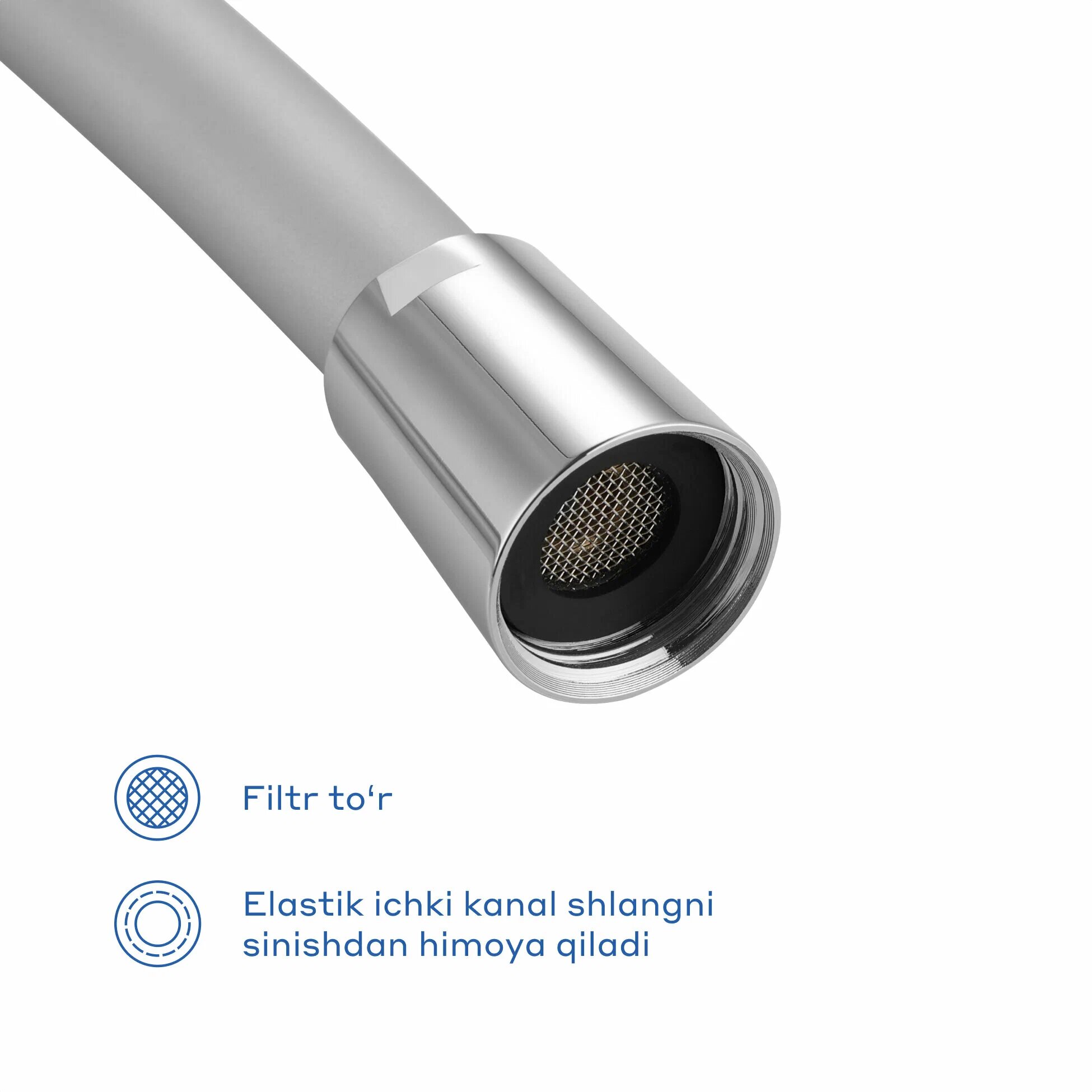 Шланг для душа ZEGOR, силикон, хромированная оболочка, 150см — фото 1