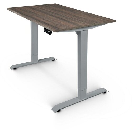 Компьютерный стол STOLSTOYA для работы сидя и стоя BAZALT серый, с электроприводом, столешница ЛДСП Дуб Милано 125х75х122 см