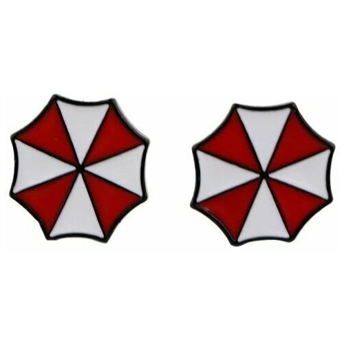 Серьги пусеты Evil, красный, белый umbrella corporation cadou evil корпорация амбрелла каду