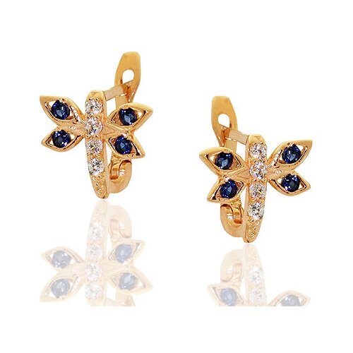 Серьги РОСТЗОЛОТО, красное золото, 585 проба, циркон, золотой, красный