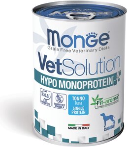 Фото Влажный корм для собак Monge VetSolution Dog Hypo Monoprotein – монопротеин с тунцом для собак для снижения реакции пищевой непереносимости (банка)