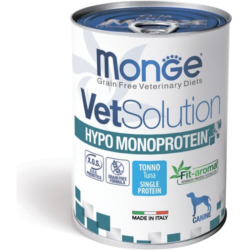 Влажный корм для собак Monge VetSolution Dog Hypo Monoprotein – монопротеин с тунцом для собак для снижения реакции пищевой непереносимости (банка) 1 шт. х 400 г