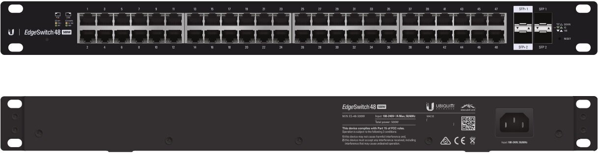 Коммутатор PoE Ubiquiti (48) 10/100/1000 Mbps RJ45, (2) 1/10 Gbps SFP+, (2) 1 Gbps SFP. Макс энергопотребление 500 Вт. Макс пропускная спос - фото №10