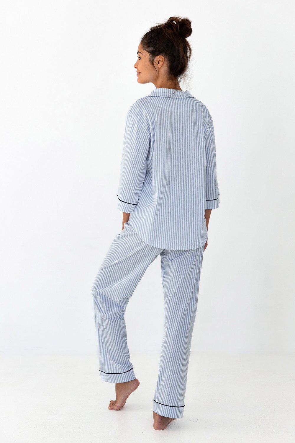 Пижама женская SENSIS Cadence, рубашка и брюки, голубой (Размер: S) - фотография № 2