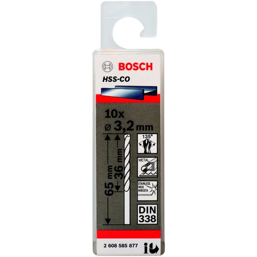 Сверло винтовое, по металлу BOSCH Standardline 2.608.585.877 3.2 x 65 мм