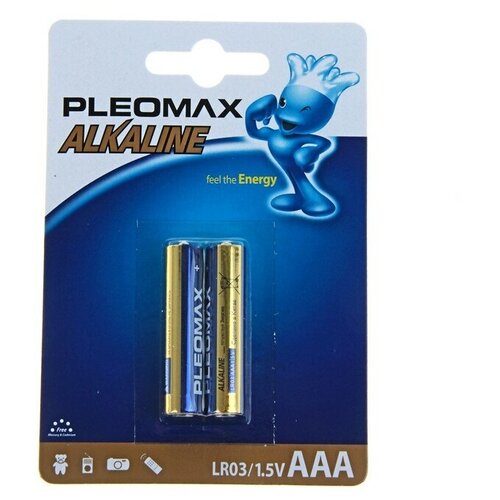 Батарейка алкалиновая Pleomax, AAA, LR03-2BL, 1.5В, блистер, 2 шт. батарейка алкалиновая mireх c lr14 2bl 1 5в блистер 2 шт