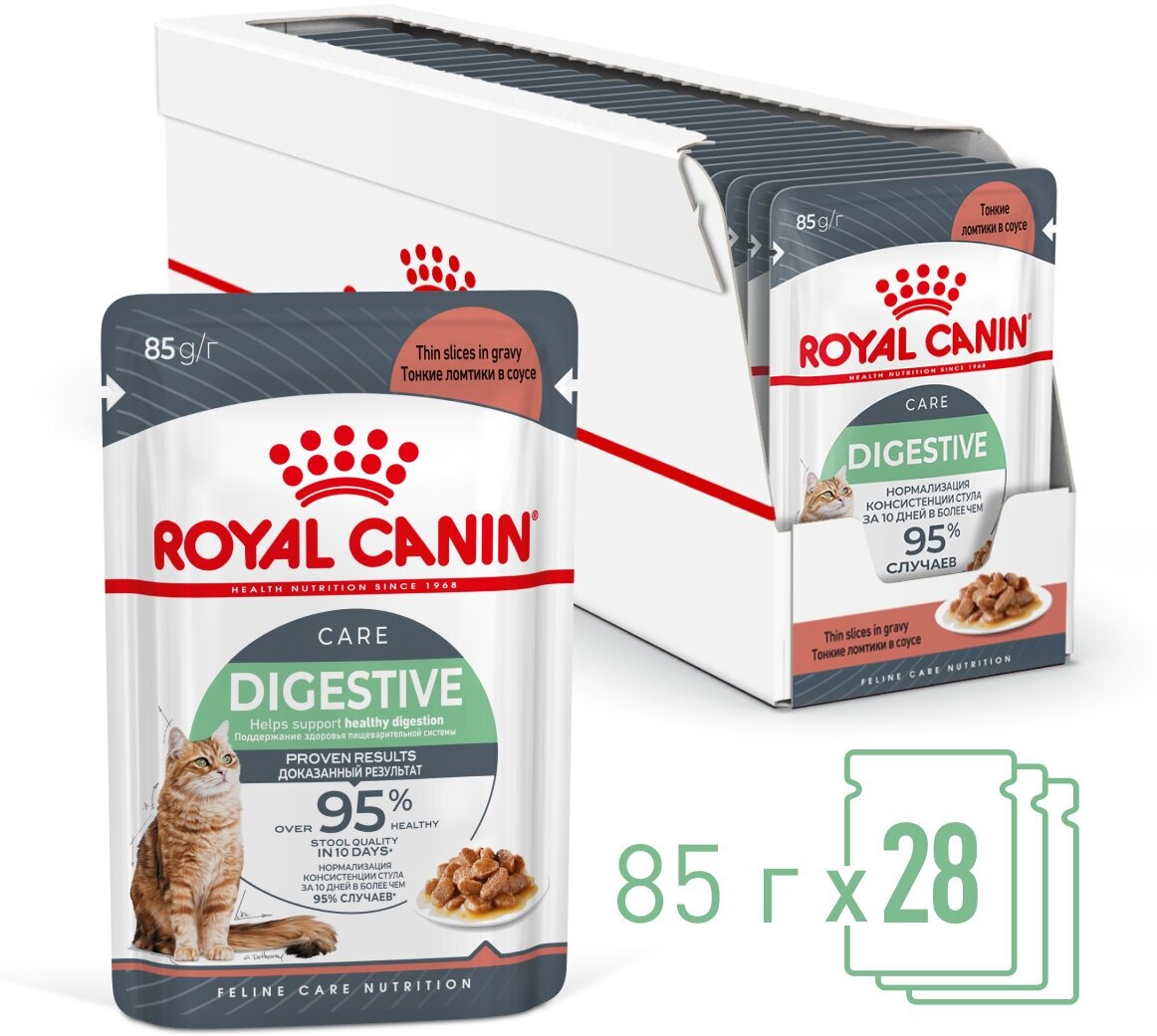 Влажный корм для взрослых кошек Royal Canin Digest Sensitive (Дайджест Сенситив) с чувствительным пищеварением, соус, 28 х 85г - фотография № 1