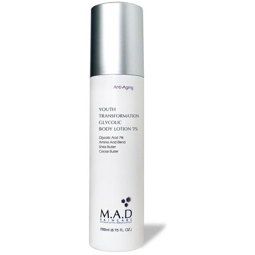 M.A.D SkinCare Лосьон Youth Transformation Glycolic Body Lotion 7% Омолаживающий для Тела с 7% Гликолевой Кислотой, 200 мл