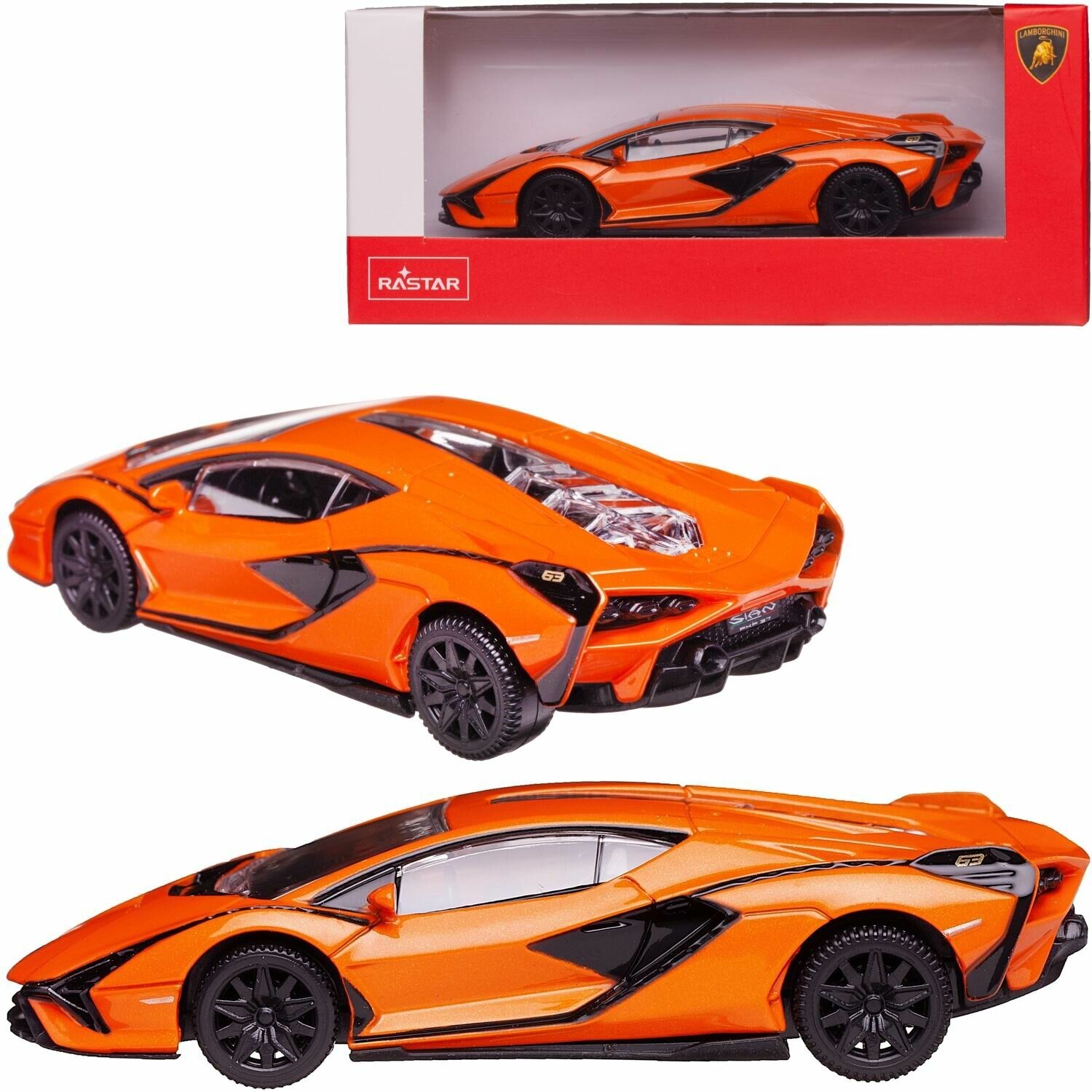 Машина металлическая 1:43 scale Lamborghini Sian цвет оранжевый 58900OR