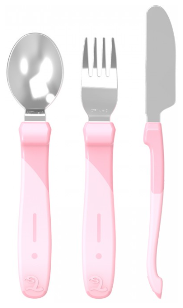 Набор приборов Twistshake Learn Cutlery Stainless Steel с 12 мес пастельный розовый