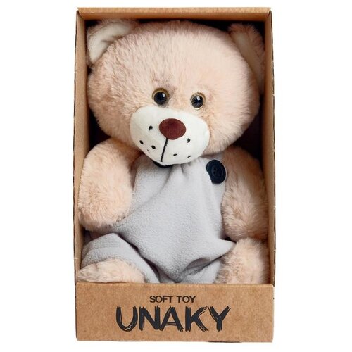 фото Мягкая игрушка unaky soft toy "мишка роббен в сером комбинезоне", 20 см