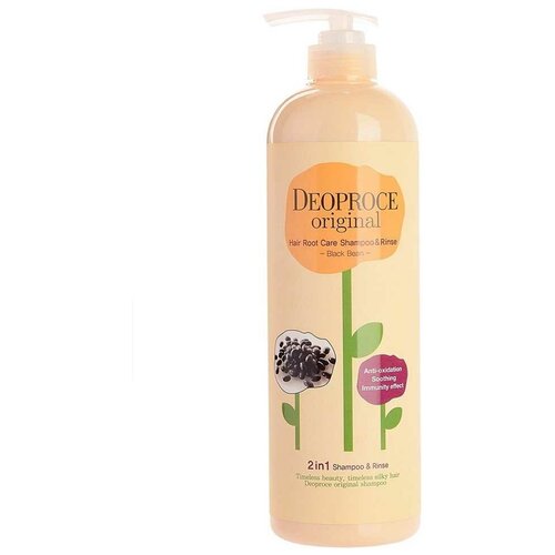 Шампунь-бальзам уход за корнями волос с черными бобами [Deoproce] Original Hair Root Care 2 in 1 Shampoo Black Bean