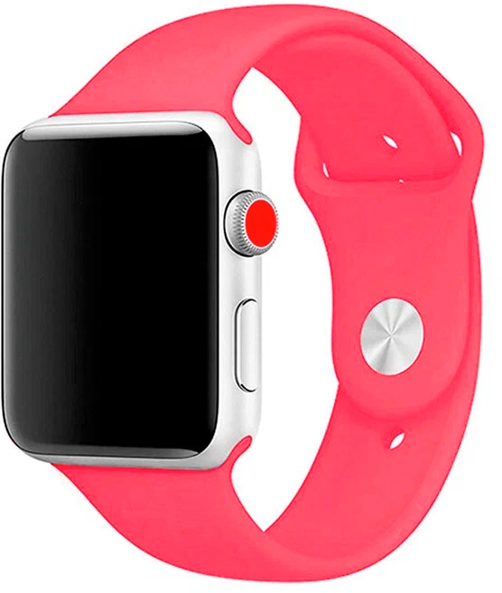 Cиликоновый ремешок для Apple Watch Series 1-8 - 38/40/41 мм (эпл вотч) неоново-розовый