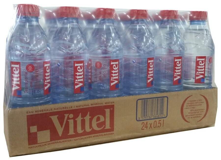 Вода минеральная питьевая Vittel (Виттель) 24 шт по 0,5 л