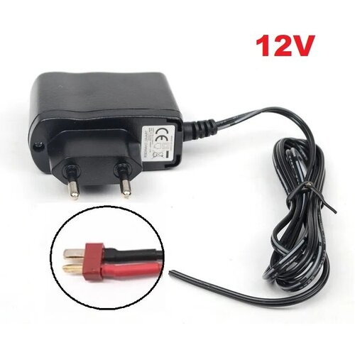 Зарядка на 12 Вольт штекер T Deans (T-Plug) Т-динс красный Т плаг блок питания 12В, адаптер 12V зарядное AC-DC DC12V 1A Т-образный