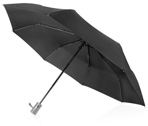 Зонт автомат, купол 95 см, серебряный, черный