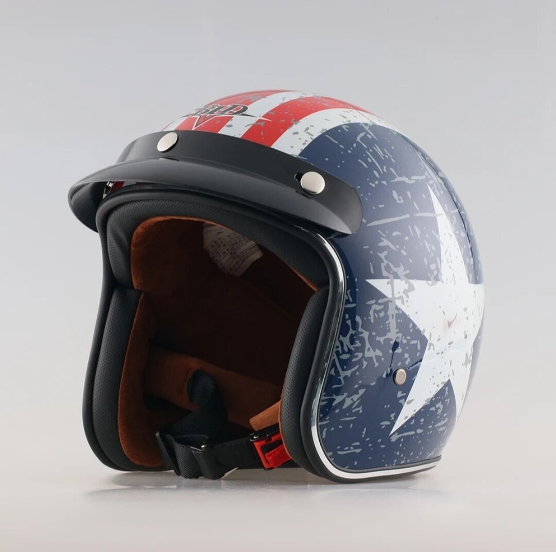 Шлем мотоциклетный /мотошлем для мужчин и женщин в стиле Капитан Америка/каска для мотоцикла, байкерский шлем размер L