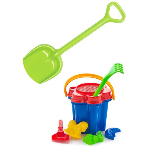 фото Детский игровой набор для песочницы: песочный набор "цветок"40-0100 + лопатка 50 см салатовая, каролина тойз karolina toys