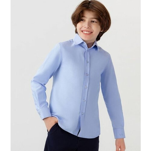 Школьная рубашка Button Blue, размер 122, голубой школьная рубашка button blue размер 122 зеленый