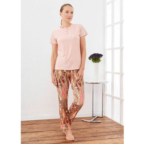 фото Пижама relax mode, брюки, футболка, короткий рукав, размер 52, розовый