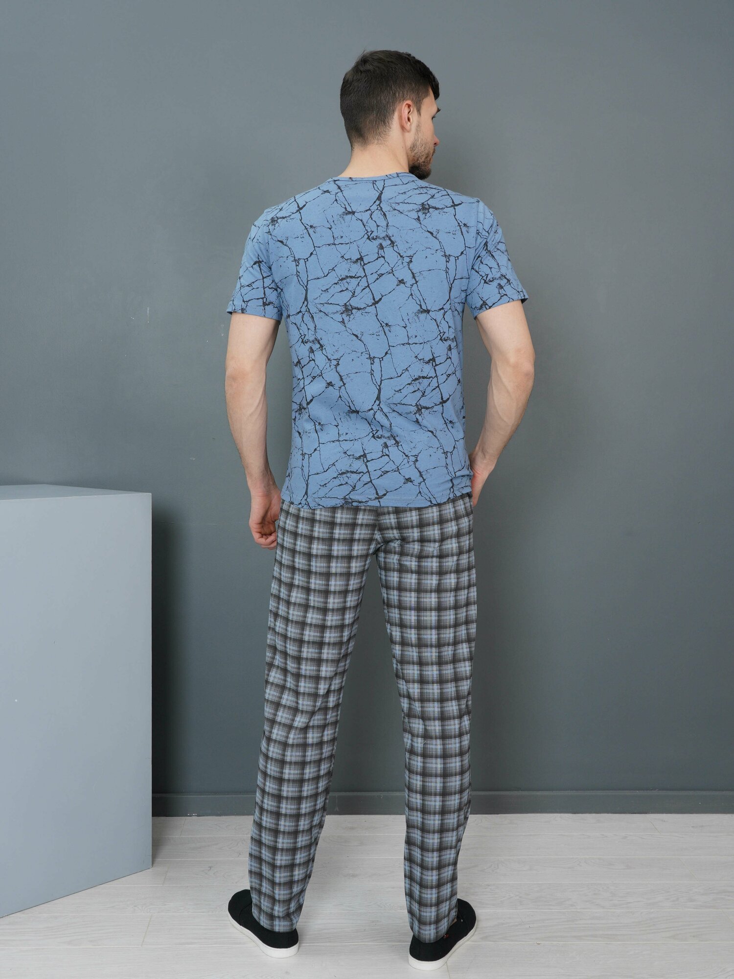 Костюм мужской домашний с брюками и футболкой LOVETEX.STORE, индиго, размер 54 - фотография № 4