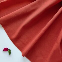 Ткань лен с вискозой для шитья платья, юбки, костюма, рубашки, шорт, брюк, умягченный лен кирпичного цвета, 1 м х 137 см