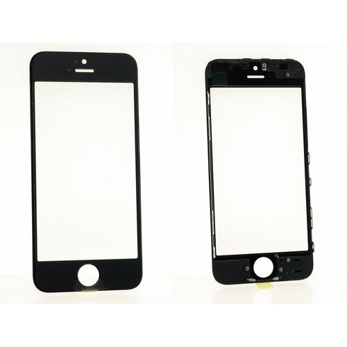 Стекло дисплея для переклейки для iPhone 5S/ SE черный, в рамке + OCA