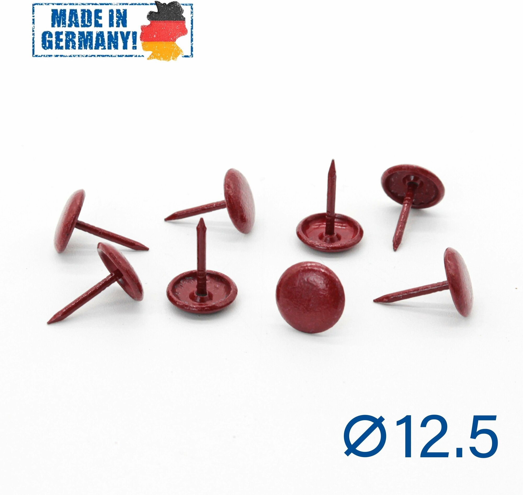 Гвозди мебельные красные (рубиновые), "под кожу", декоративные HEICO, для обивки и декора, d 11 мм, 50шт, 1524/0