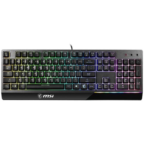 Клавиатура MSI Vigor GK30 черный, русская игровой набор canyon 3in1 gaming set keyboard with rainbow led 104 keys mouse with rgb dpi 800 1600 3200 4200 mouse mat with size 350 250 3mm black ru 1 3кг 1cn dsgs02ru