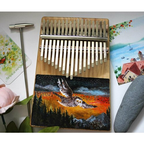 Калимба Сова 17 нот с авторским рисунком классическая деревянная Kalimba С Major