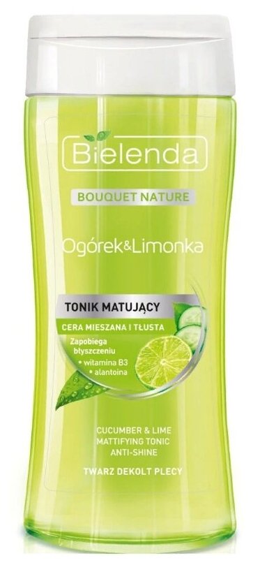 Bielenda Матирующий тоник для лица Огурец и Лайм Bouquet Nature Ogorek & Limonka, 200 мл