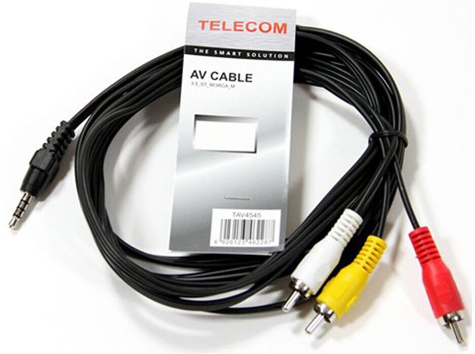 Кабель соединительный Telecom 3.5Jack (M)-3хRCA(M) TAV4545-3M VCOM Telecom - фото №2