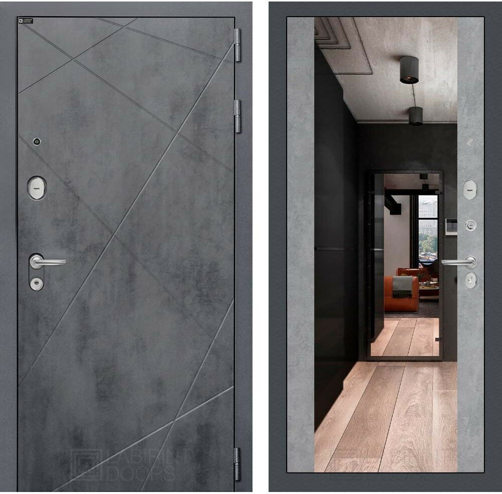 фото Входная дверь LOFT с Зеркалом Максимум - Бетон светлый