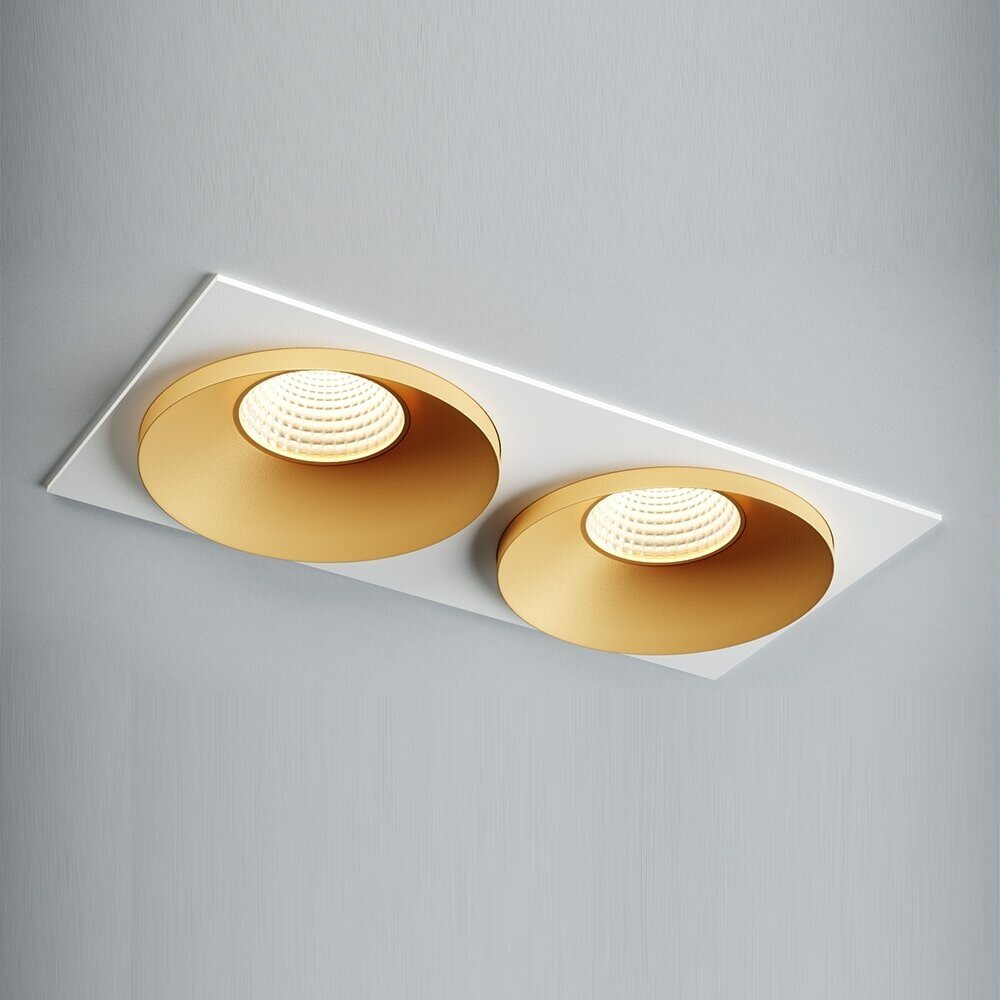 Встраиваемый светильник Quest Light SINGLE LС gold + Frame 02 white