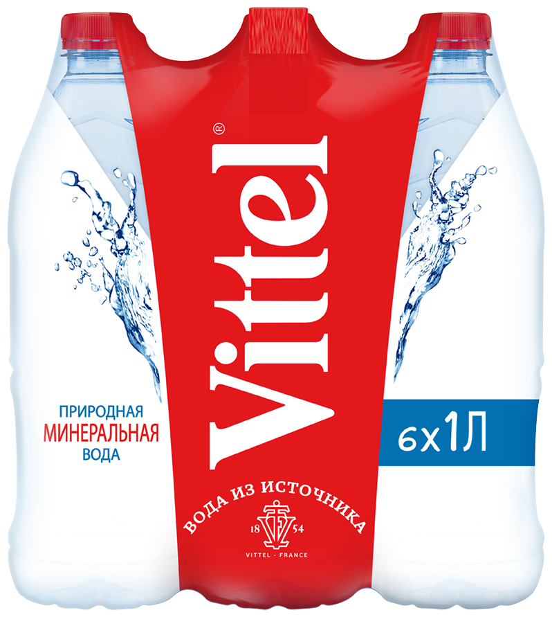 Vittel 1л./6шт. Пэт Виттель вода минеральная негазированная гидрокарбонатно-сульфатная магниево-кальциевая