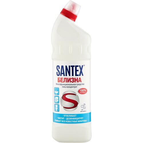 Белизна гель-концентрат Santex отбеливает, удаляет пятна, чистит кафельные и фаянсовые поверхности, дезинфицирует, 1000 г