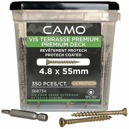 Саморезы Camo 55*4,8мм C4 T20 350шт PREMIUM DECKING SCREW PROTECH , углеродистая сталь, полимерное покрытие