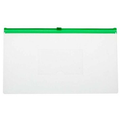 Папка-конверт с молнией сбоку, А6, зеленая