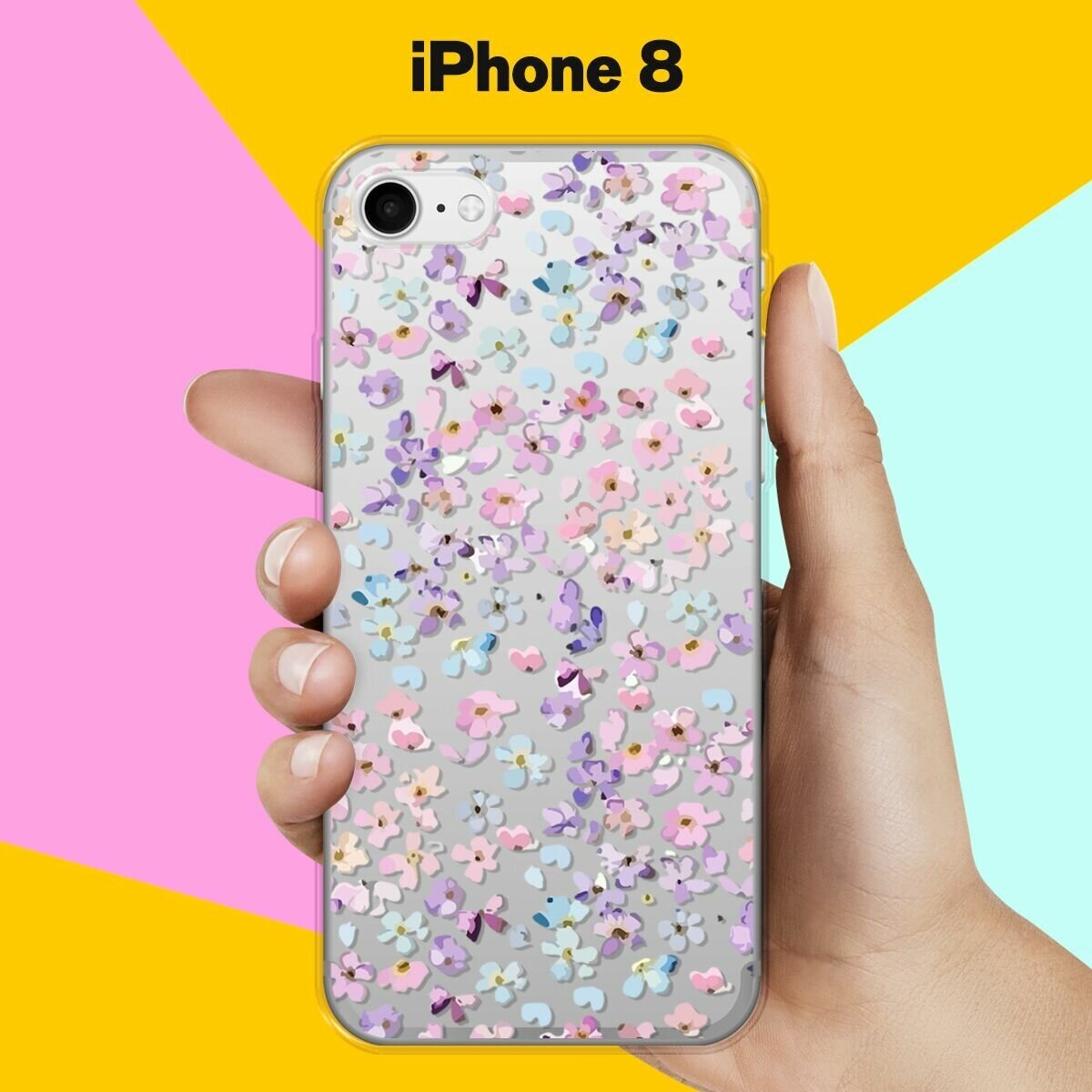 Силиконовый чехол на Apple iPhone 8 Розовые цветы / для Эпл Айфон 8