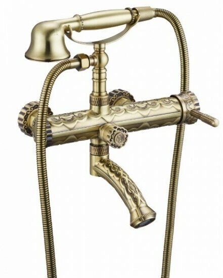 Смеситель для ванны ZORG Antic (A 100W-BR) античная бронза, с душевой лейкой