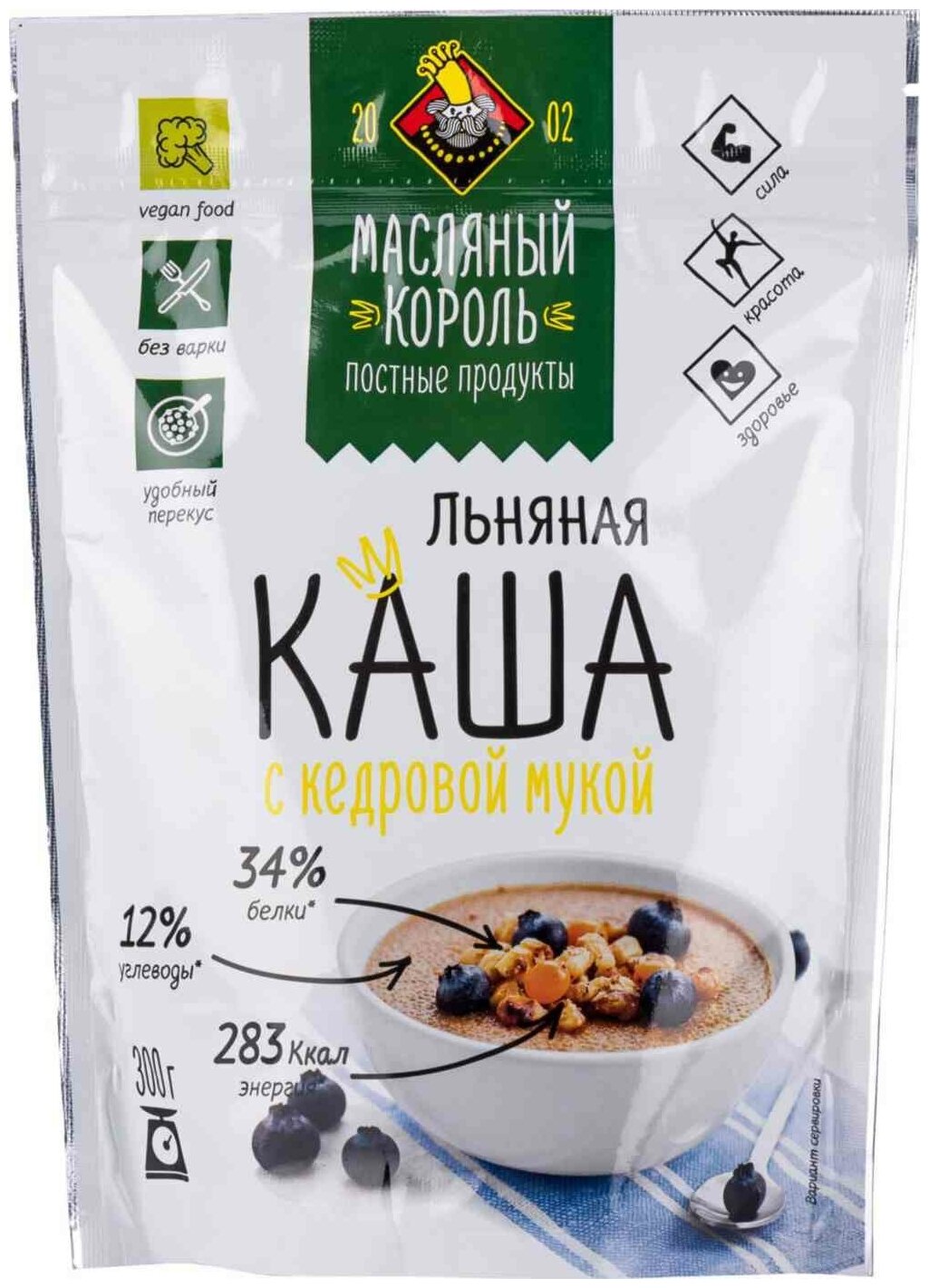 Каша льняная "Масляный король" с кедровой мукой 300 гр дойпак