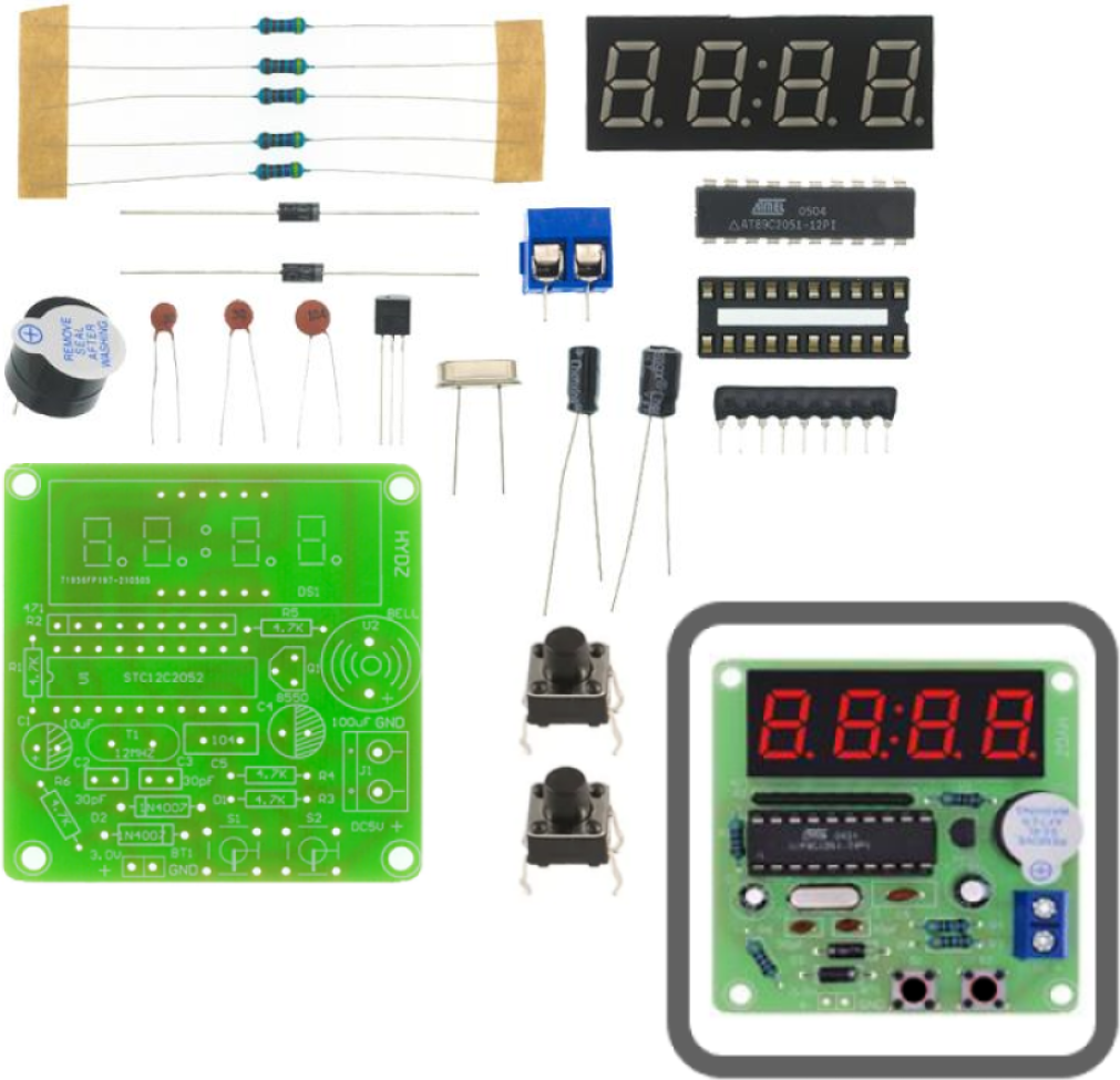 Набор DIY Run Energy для пайки "электронные часы - будильник" AT89C2051