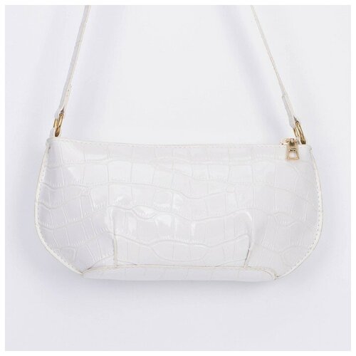 фото Сумка багет повседневная, искусственная кожа, белый