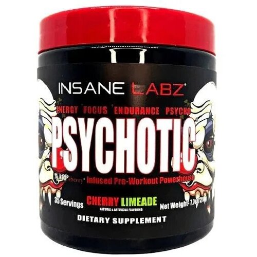 insane labz psychotic 35serv gummy candy Предтренировочный комплекс Insane Labz Psychotic, 35 порций, Cherry Limeade