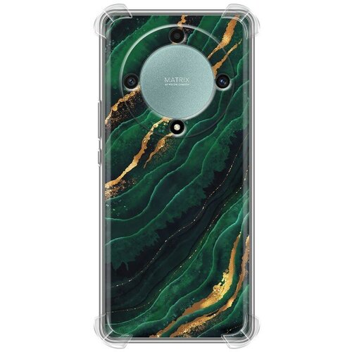Дизайнерский силиконовый с усиленными углами чехол для Хонор Х9а / Huawei Honor X9a Мрамор зеленое золото чехол накладка силиконовый для телефона honor x9a противоударный матовый бордовый темный розовый